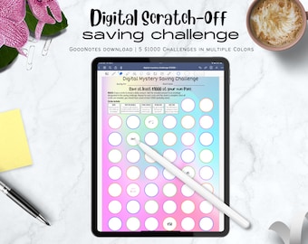 1K Digital Saveing Challenge Rubbel | Spar-Challenge-Spiel | GoodNotes | 1000 Spar-Challenge | Digitaler Schuldner Planer | Haushaltsplan