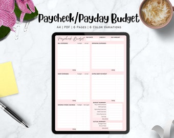 Zahltag Budget | Gehalt Scheck Budget | GoodNotes | OneNote | Bekanntheit | Xodo | PDF | Finanzplaner | Digitaler Debt Planner | Haushaltsplaner