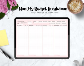 Monatliches Budget | Budget Tracker | GoodNotes | OneNote | Bekanntheit | Xodo | PDF | Finanzplaner | Digitaler Haushaltsplaner
