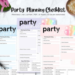 Party Planning Checklist Printable | Colorful Garland | Kids Birthday ...