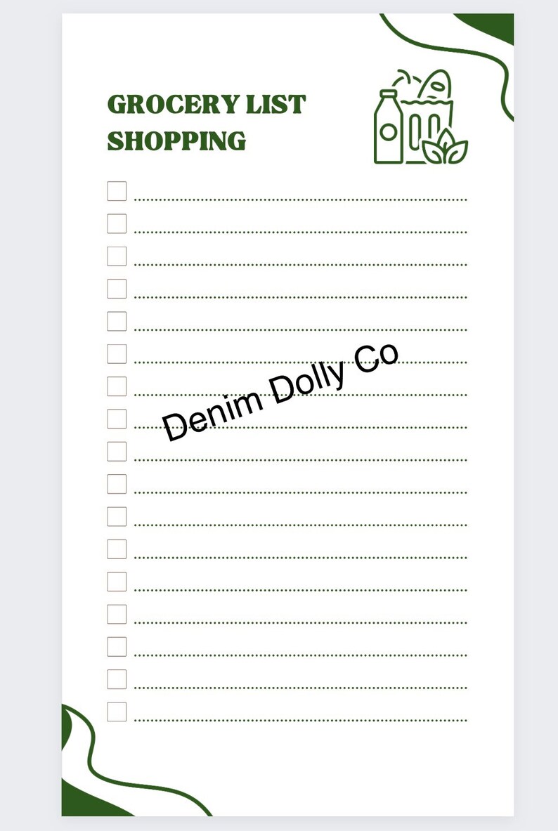 Grocery Shopping List Printable Etsy