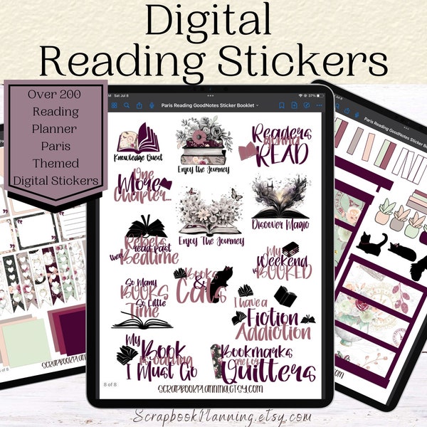 Digital Reading Stickers | Book Worm | Book Sticker | Bookish Merch | Packaging Stickers | Bookish Stickers | Book Nerd | Goodnotes Elements