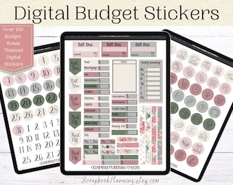 Roses Budget Digital Stickers | Goodnotes Finance Stickers | Goodnotes Budget Stickers | Bill Due Stickers