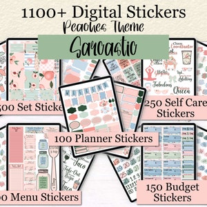 Sarcastic Peaches Planner Stickers: Funny Goodnotes Elements (Digital Download)