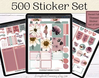 500 Digital Sticker Set | Sweet Fall Themed ipad Stickers | GoodNotes Stickers | Digital Stickers | Functional Stickers