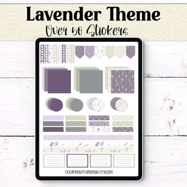 Functional Digital Stickers | Lavender Theme Digital Stickers | Goodnote Elements | Planner Stickers | Pre-Cropped PNGs