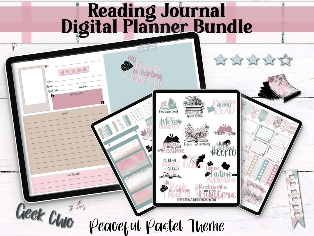 Reading Journal Digital Planner | Book Tracker for Goodnotes | Pastel ...
