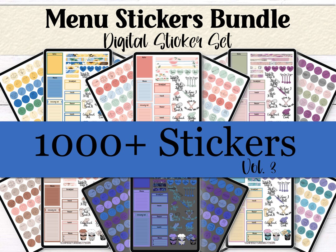 Menu Planner Stickers Bundle | 1000+ Digital Meal Planning Stickers for ...