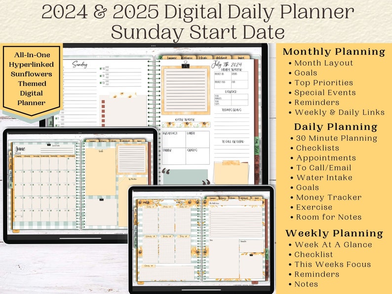 2024 2025 Dated Planner 2 Year Goodnotes Planner Links to - Etsy