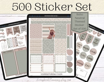 Boho 500 Digital Sticker Set |Boho Neutral Themed ipad Stickers | GoodNotes Stickers | Digital Stickers | Functional Stickers