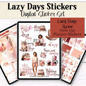 Digital Sticker Set | August Digital Planner Stickers | Ipad Stickers | Goodnotes Elements | Lazy Days Theme Stickers