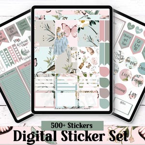 Boerderij lente digitale plannerstickers | 500 Goodnotes iPad-png-stickers | Rustiek bloemenpastelthema | Digitale download