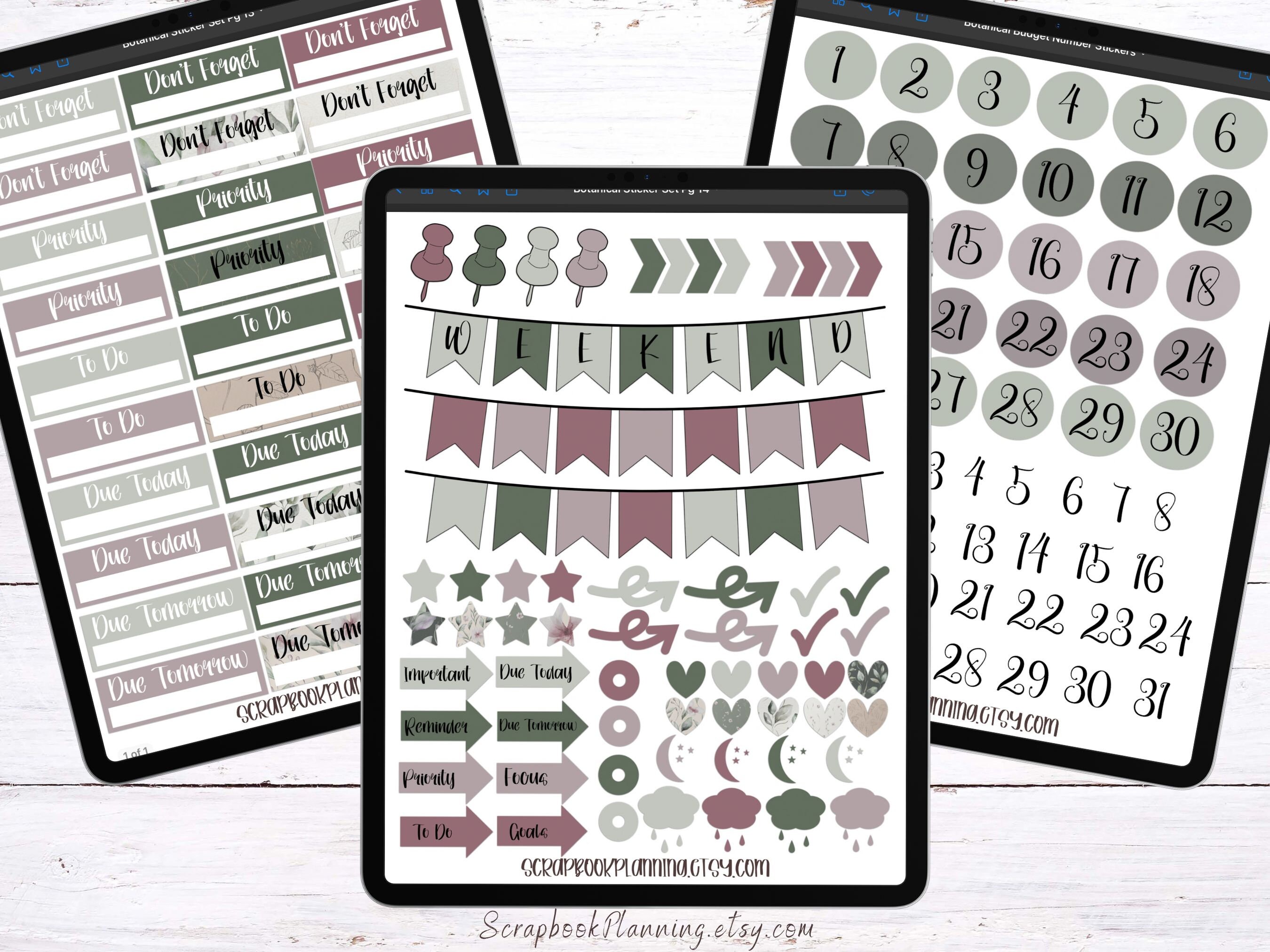 Botanical 500 Digital Sticker Set | Botanical Themed iPad Stickers ...