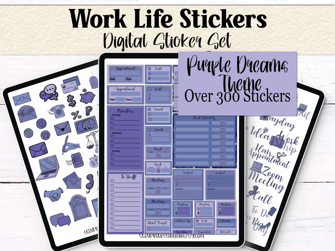 Purple Dreams Planner Stickers: Work Life Icons (digital Download) - Etsy