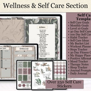 Botanical Themed Bundle Undated Life Planner Self Care Planner Budget Planner Meal Planner 1000 Digital Sticker Pack Good Notes image 4