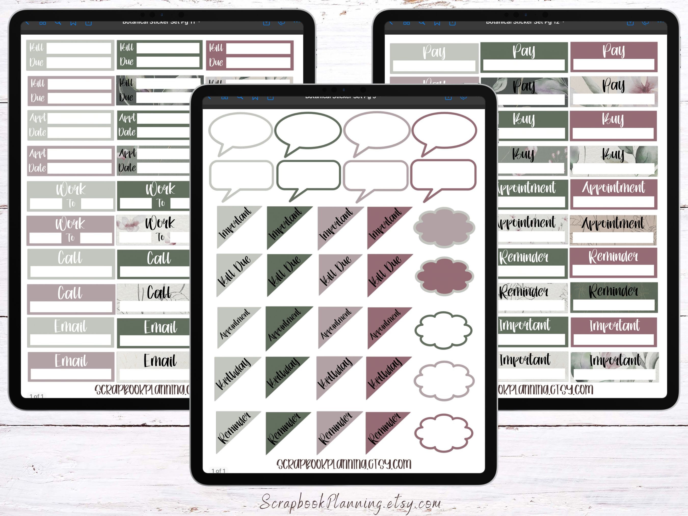 Botanical 500 Digital Sticker Set | Botanical Themed iPad Stickers ...