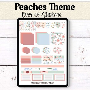 Peaches Theme Digital Planner Stickers: Goodnotes Pre-Cropped PNGs (Digital Download)