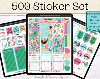 500 Digital Sticker Set | Summertime Vibes Themed ipad Stickers | GoodNotes Stickers | Digital Stickers | Functional Stickers