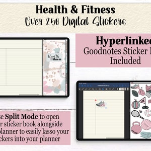 Peaceful Pastel Health and Fitness Stickers Digital Planner Stickers Goodnotes Elements Yoga Fitness Diet Widgets Icons PNGs image 7