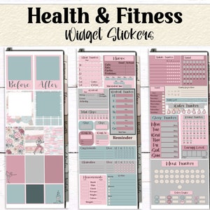 Peaceful Pastel Health and Fitness Stickers Digital Planner Stickers Goodnotes Elements Yoga Fitness Diet Widgets Icons PNGs image 6