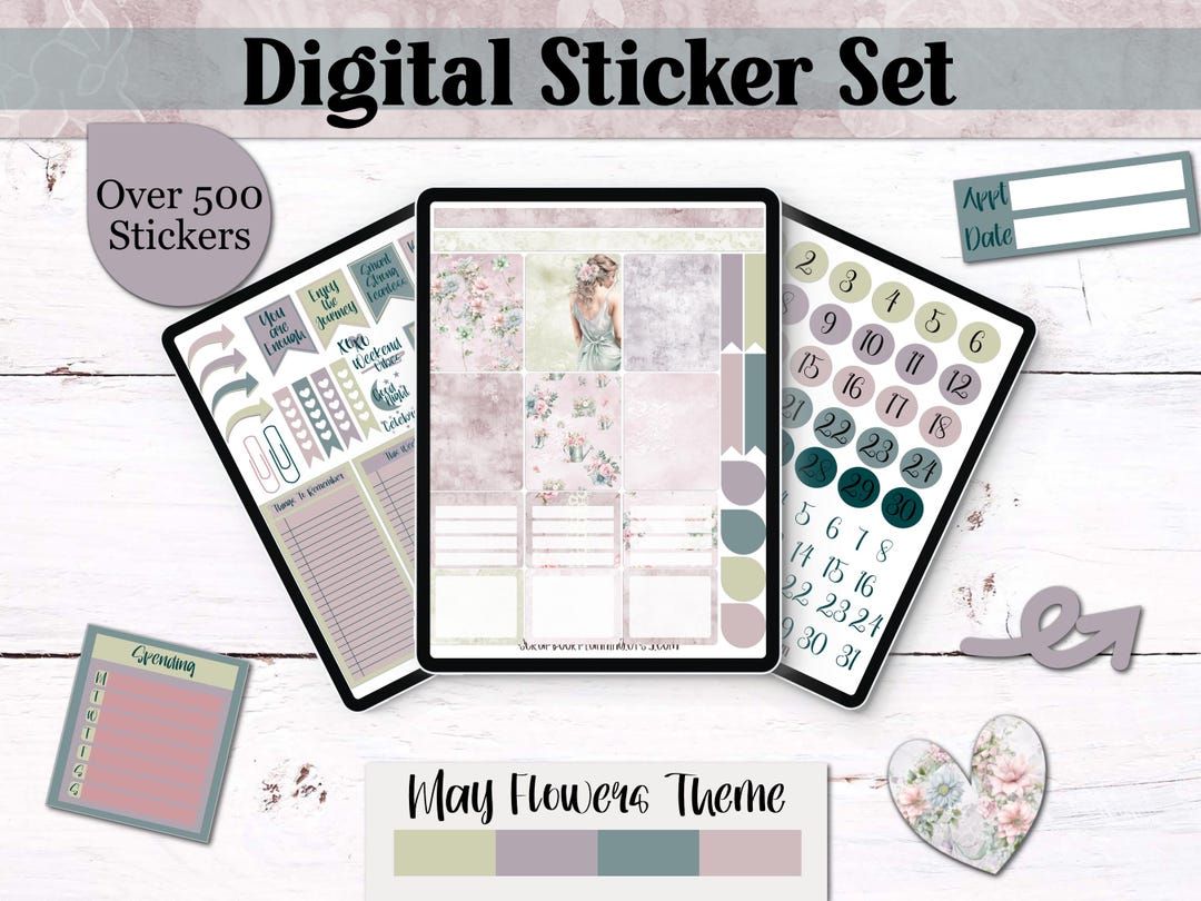May Flowers Digital Stickers | 500 Planner Stickers for Goodnotes ...