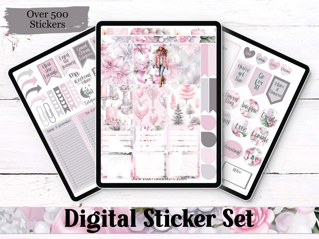 Pink Christmas Digital Sticker Pack | 500+ Winter Planner Stickers ...