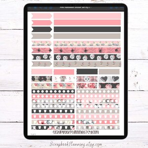 Pink Halloween Digital Sticker Set | October Digital Planner Stickers ...