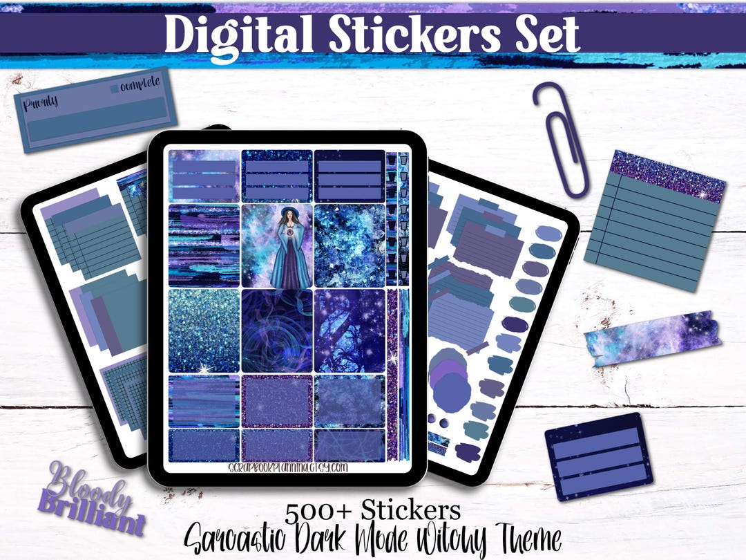 Dark Mode Witchy Sarcastic Digital Stickers | 500+ Funny Planner ...