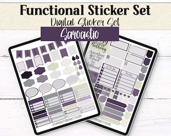 Functional Digital Stickers | Sarcastic Lavender Theme Digital Stickers | Goodnote Elements | Planner Stickers | Pre-Cropped PNGs