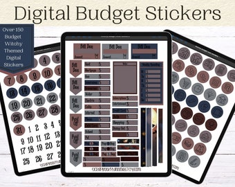 Witchy Budget Digital Stickers | Witchy Themed Goodnotes Finance Stickers | Goodnotes Budget Stickers | Bill Due Stickers