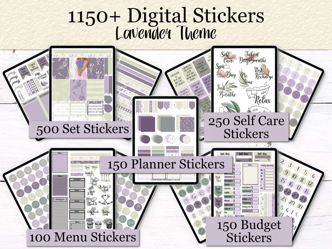 Digital Sticker Pack | Lavender Theme | Functional | Budget | Meal ...