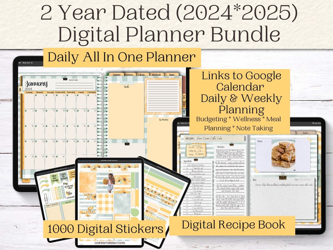 2024 2025 Dated Planner 2 Year Goodnotes Planner Links to Google ...