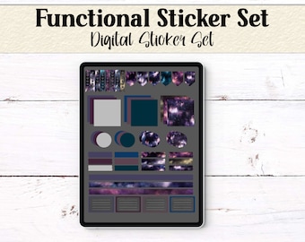 Functional Digital Stickers | Dark Mode Galaxy Theme Digital Stickers | Goodnote Elements | Planner Stickers | Pre-Cropped PNGs