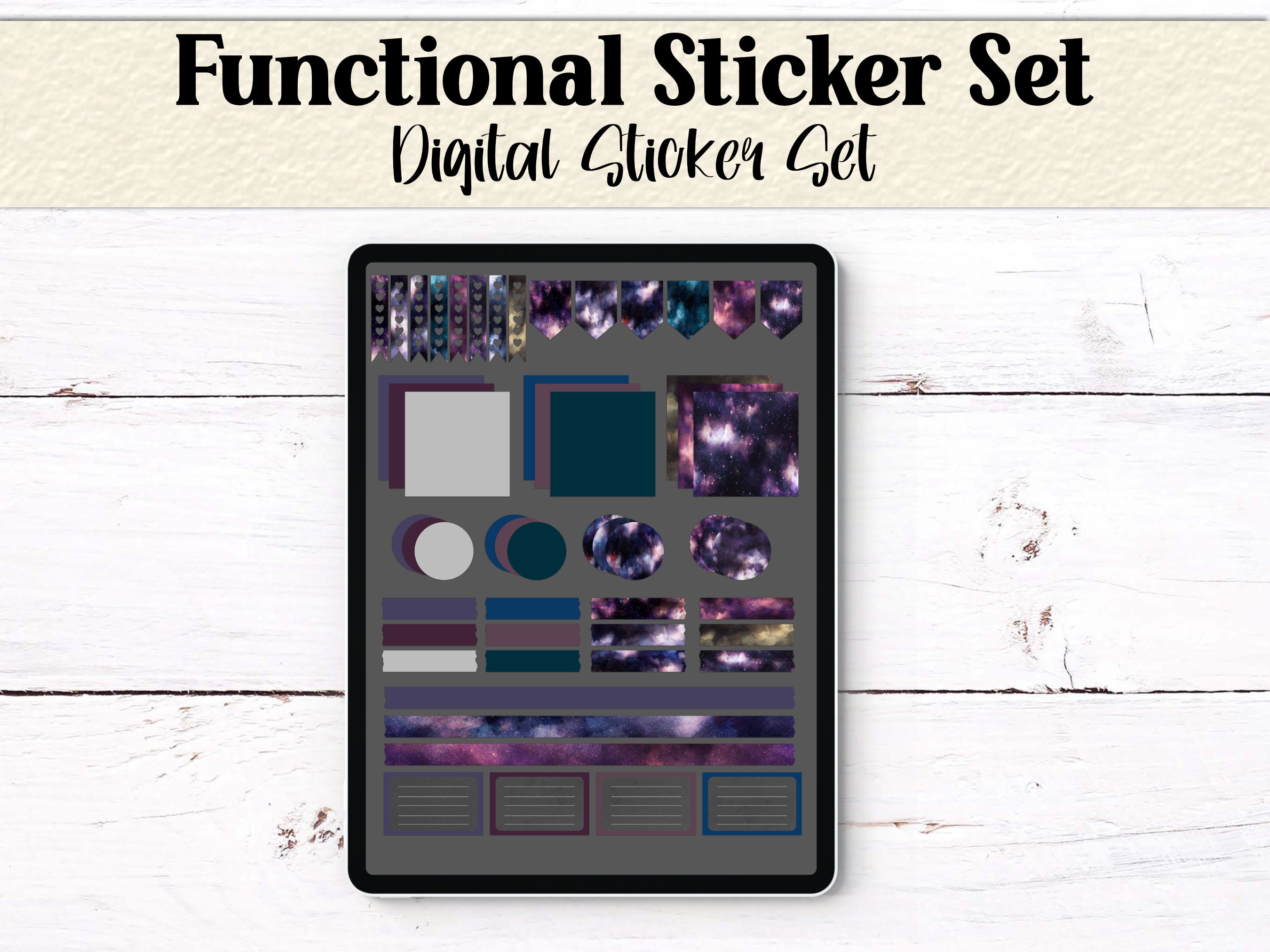 Functional Digital Stickers Dark Mode Galaxy Theme Digital Stickers ...