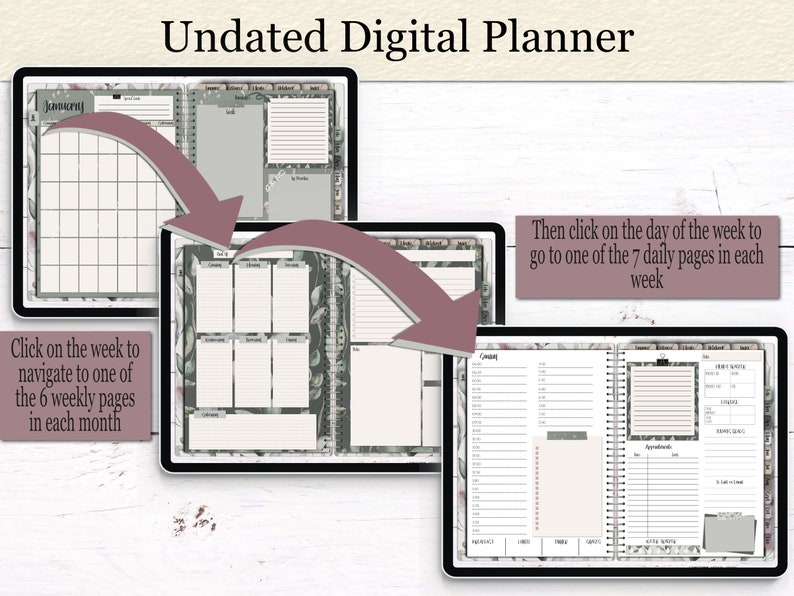 Botanical Themed Bundle Undated Life Planner Self Care Planner Budget Planner Meal Planner 1000 Digital Sticker Pack Good Notes image 6