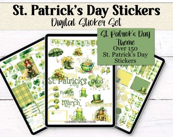 St Patrick's Day Digital Sticker Set | March Digital Stickers | ipad Stickers | Stickers For Goodnotes | Digital Planner Stickers