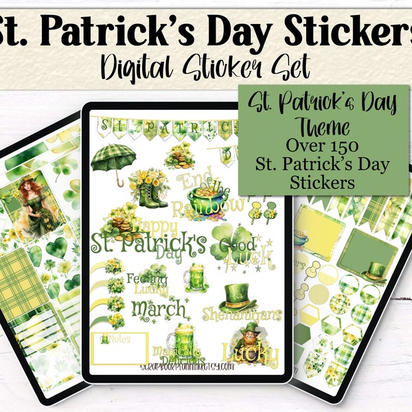 St Patrick's Day Digital Sticker Set | March Digital Stickers | ipad Stickers | Stickers For Goodnotes | Digital Planner Stickers