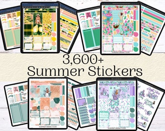 Summer Digital Planner Stickers: Tropical, Lemonade, Under the Sea (Digital Download)