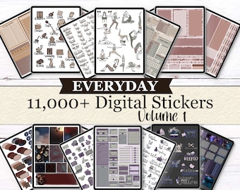 11,000+ Digital Planner Stickers Mega Pack: Goodnotes Pre-Cropped PNG