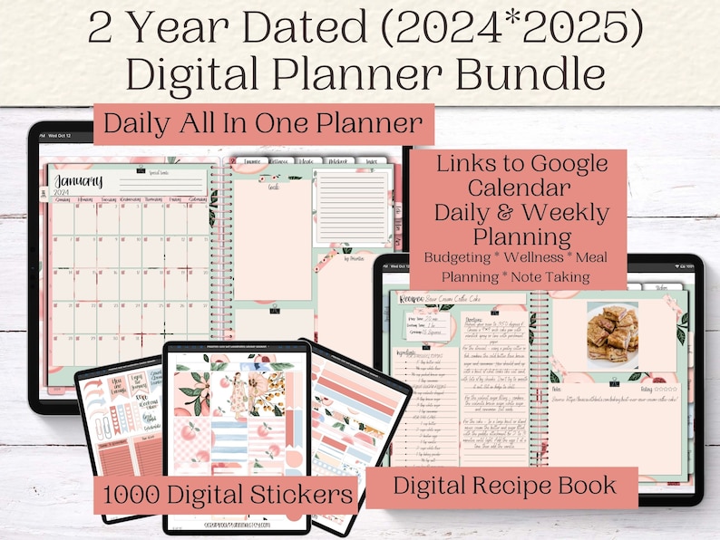 2 Year Dated Digital Planner Bundle 2024 2025 Goodnotes Element