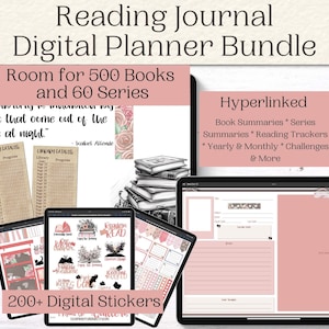 Digital Reading Journal | Digital Reading Planner | Book Board | Reading Log | Book Log | Goodnotes Journal | Monthly Reading Tracker
