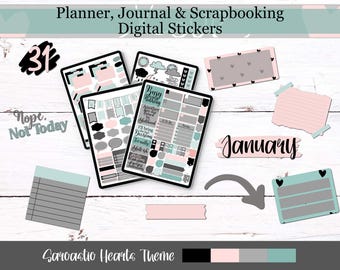 Sarcastic Hearts Digital Sticker Bundle | 1100+ Planner, Budget, Self Care & Menu Stickers | Goodnotes, Penly, Digital Journaling Set