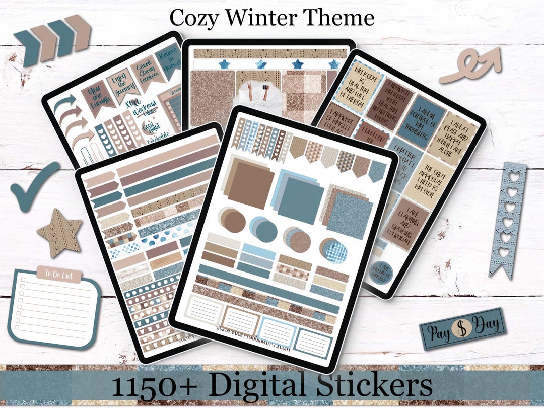 Cozy Winter Digital Stickers | 1150+ Goodnotes Stickers | Budget, Menu ...