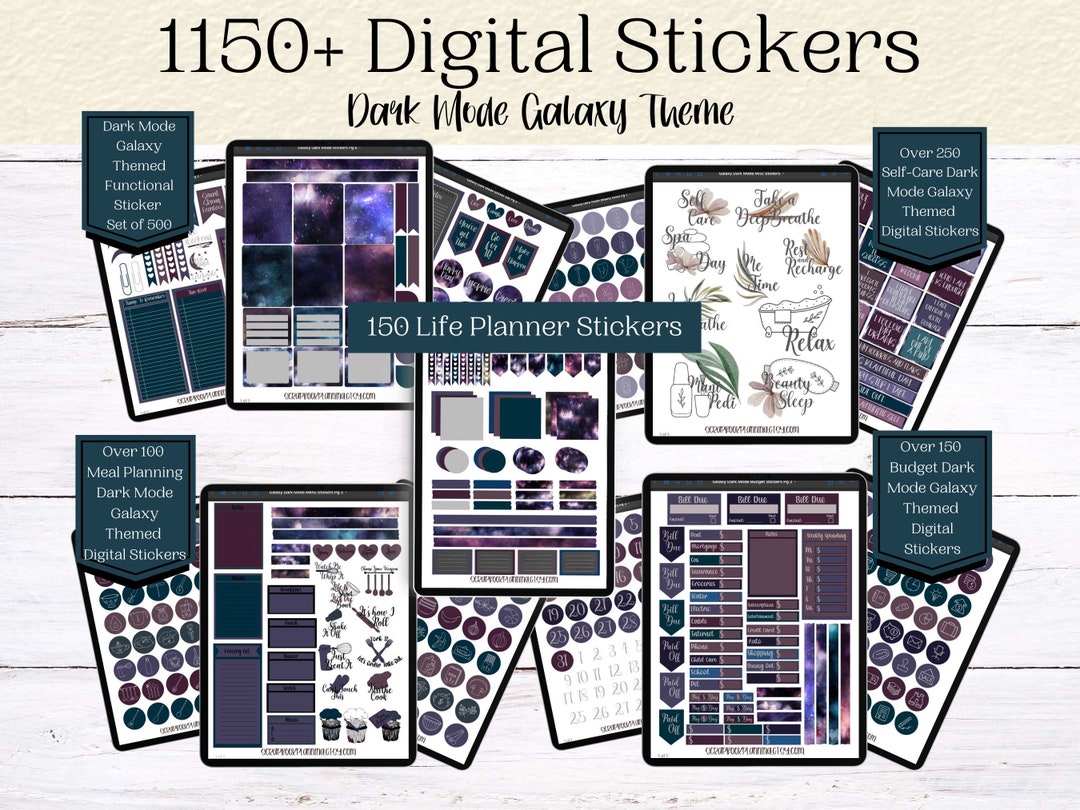 Digital Sticker Pack | Dark Mode Galaxy Theme | Functional | Budget ...