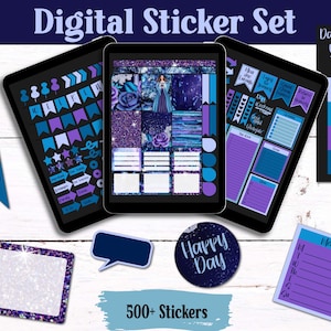 Dark Mode Witchy Digital Planner Stickers | 500+ Goodnotes & PNG Files | Galaxy Purple Theme | iPad Planner Stickers | Digital Download