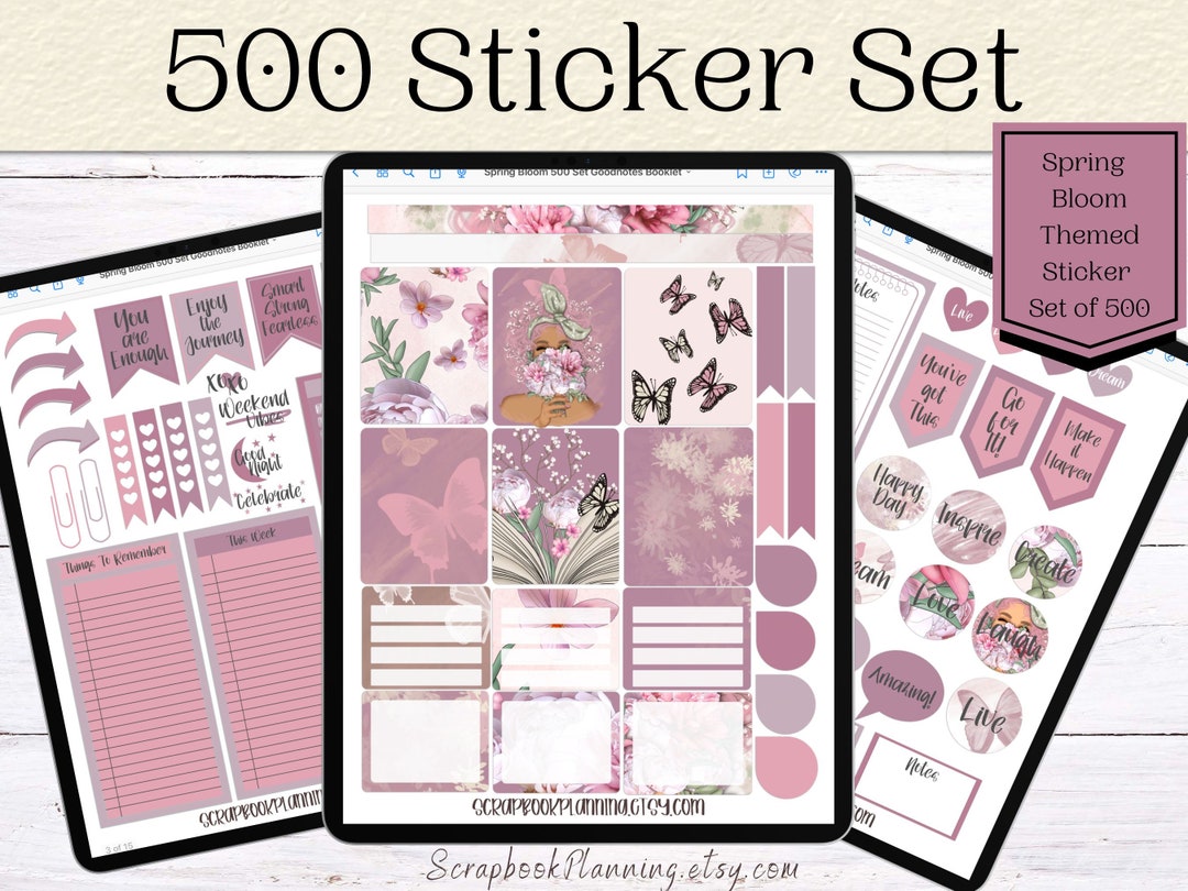 500 Digital Sticker Set | Spring Bloom Themed iPad Stickers | Goodnotes ...
