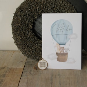 Poster A4 Wunschname Kind | Personalisierung | Kinder | Heißluftballon | Kinderzimmer | Kinderposter | Baby | personalisiert
