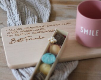 Frühstücksbrettchen Aus Buche Mit Spruch „Beste Freundin & Schwester Im Herzen“ – 22,5x12,5 Cm, Made In Germany