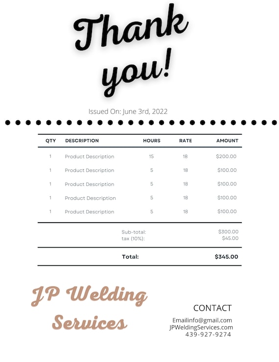 Invoice Editable Template Printable Invoice Editable Order | Etsy