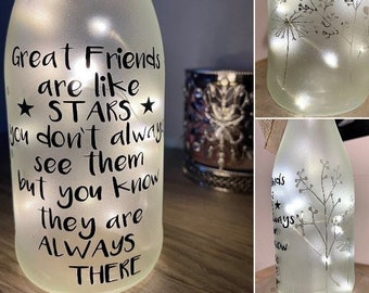 BEST FRIEND; lighted wine bottle; Friendship gifts; gifts for her; thank you gift; thinking of you gift; sisters; wine lovers; home decor